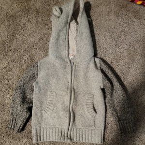 Kat & jack cable knit zip-up with sherpa lined hood